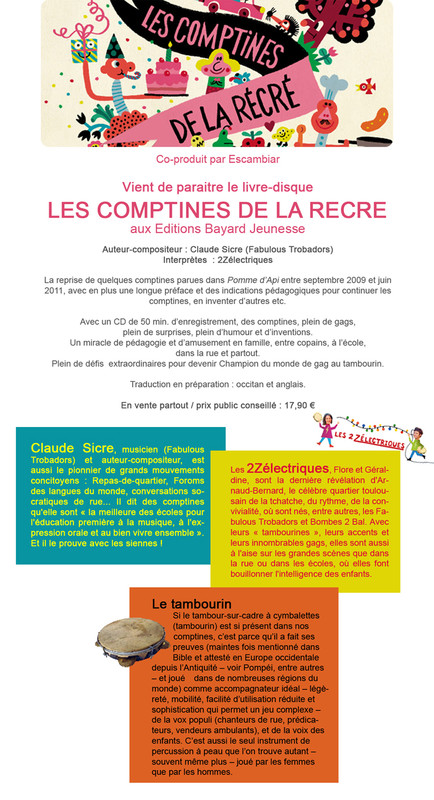 Sortie du livre-disque Les Comptines de la récré 